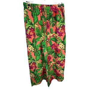Panama Jack Tropical Flowy Pants With Stretchy Waist And Pockets